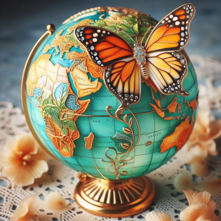 image world map with butterfly